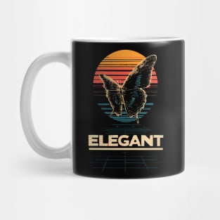 Elegant Butterfly Retrowave T-Shirt - Synthwave Sunset Butterfly Design Mug